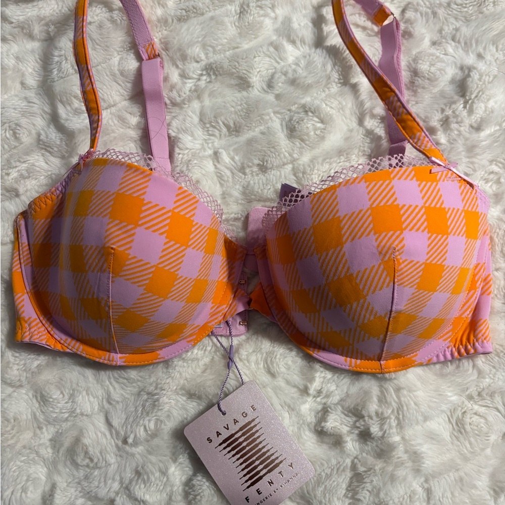 Savage X Fenty Vibrant Pink and Orange Bra